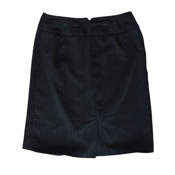 Vintage y2k Larry Levine Black Pinstripe Pencil Skirt Womens 8 Wednesday Addams - Picture 9 of 9